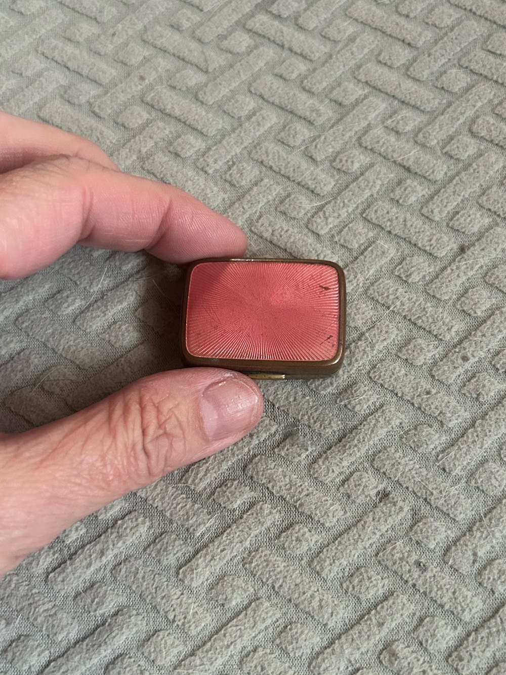 Compact Pink Enamel Pill Case - Vintage